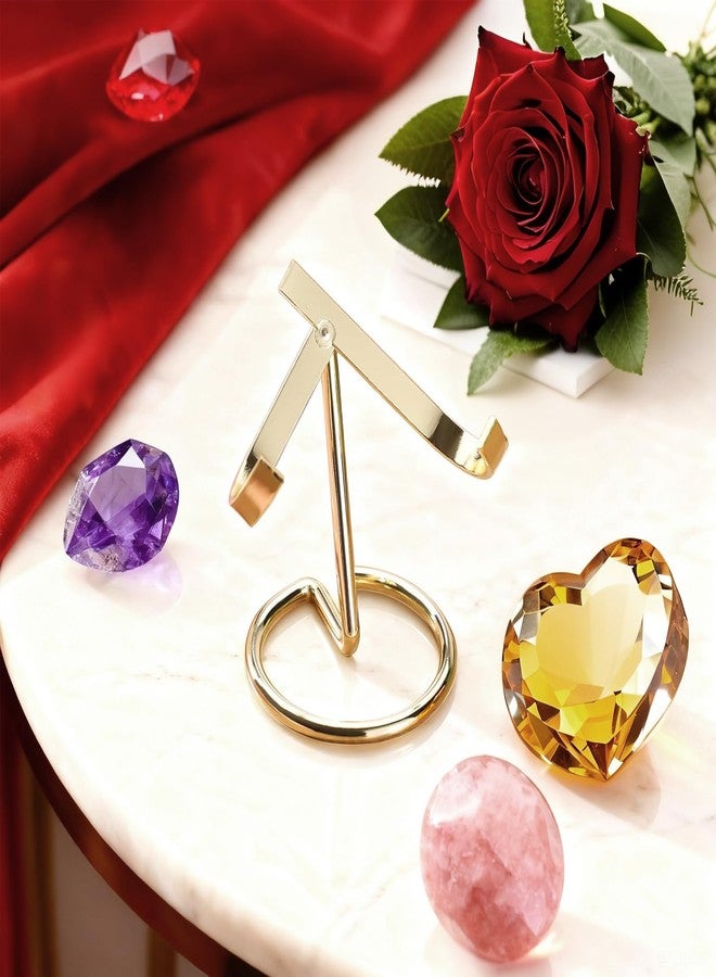 GeryVtee 6PCS Metal Crystal Holder Rock Display Stand Crystal Ball Holder Mineral Specimen Display Easel Holder for Gemstones Fossils Agate Slabs Plates (Gold) - Image 5